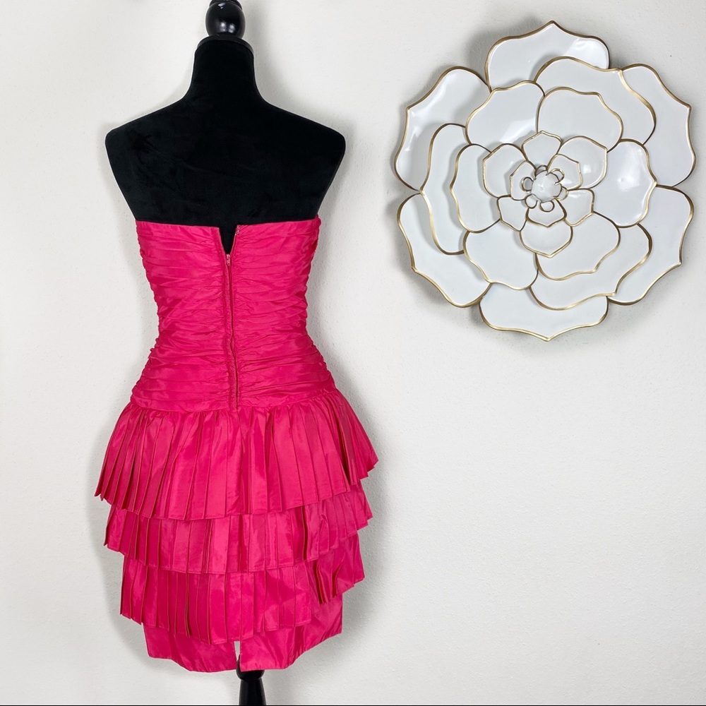 Vintage TADASHI fuschia taffeta strapless dress - Picture 6 of 13